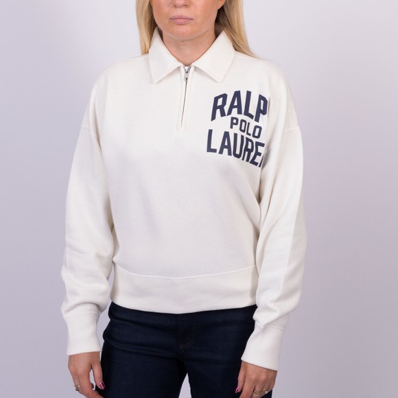 Polo Ralph Lauren Womens Beige Logo Fleece Quarter Zip Sweatshirt main image