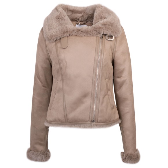 Rino & Pelle Womens Orange Bacia Faux Fur Biker Jacket  main image