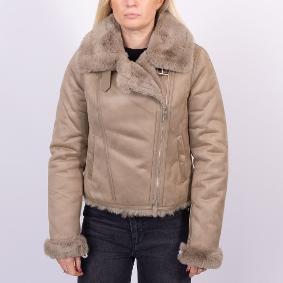 Rino & Pelle Womens Orange Bacia Faux Fur Biker Jacket  main image