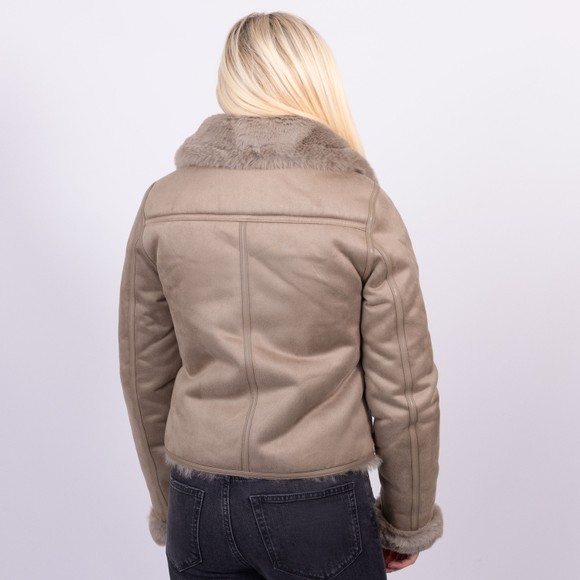 Rino & Pelle Womens Orange Bacia Faux Fur Biker Jacket  main image