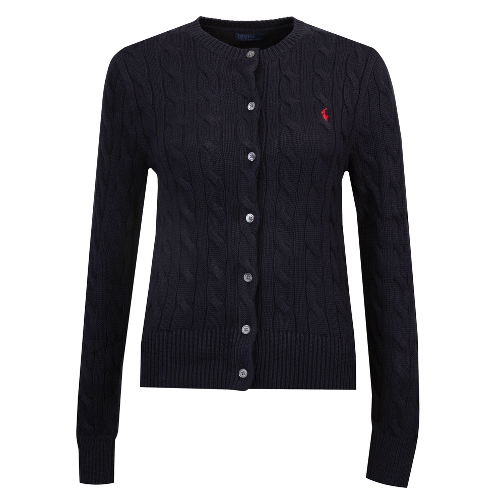 Crew Neck Cotton Cable Cardigan