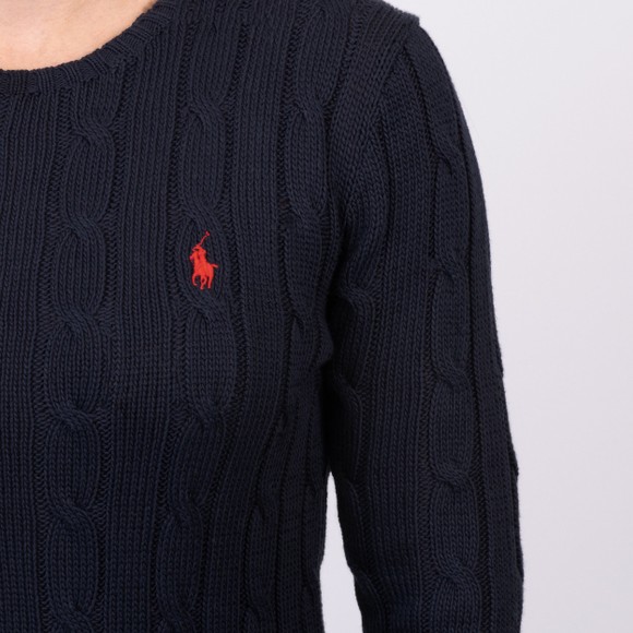 Polo Ralph Lauren Womens Blue Julianna Cotton Cable Crew Jumper main image