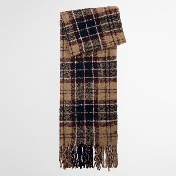 Barbour Lifestyle Womens White Saltburn Beanie & Tartan Scarf Set main image