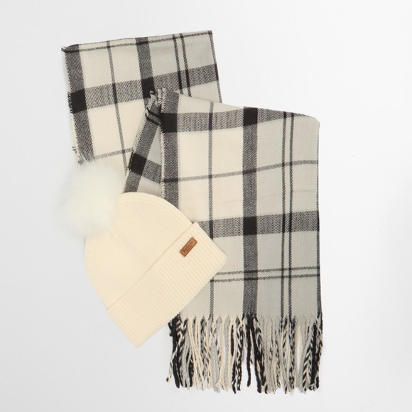 Barbour Lifestyle Womens Grey Dover Beanie & Hailes Scarf Gift Set main image