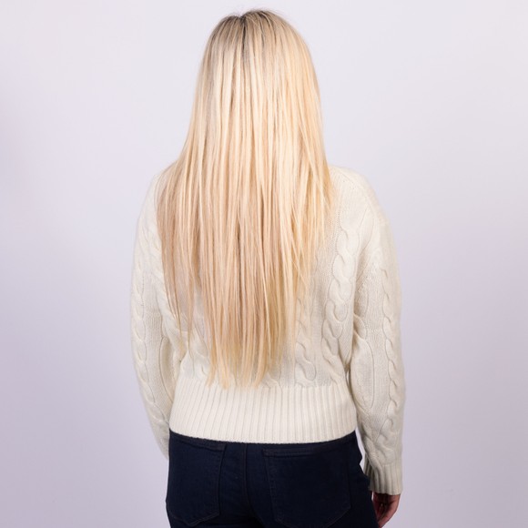 Polo Ralph Lauren Womens Off-White Cable Wool-Cashmere Half Zip Jumper main image