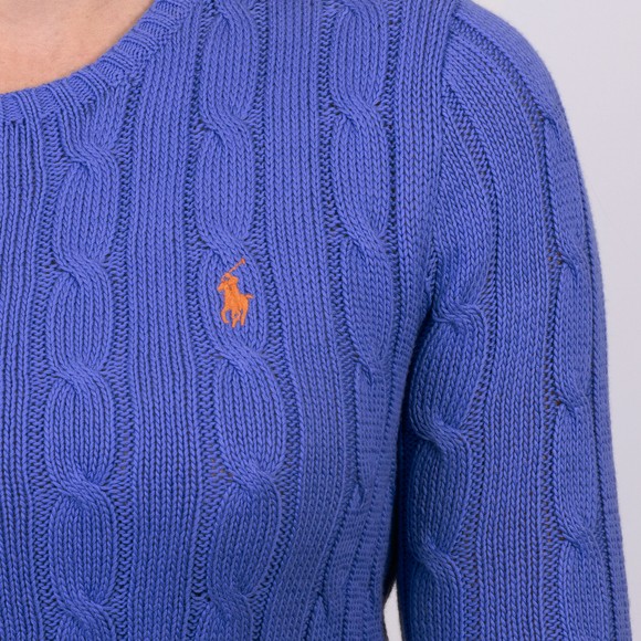 Polo Ralph Lauren Womens Blue Julianna Cotton Cable Crew Jumper main image