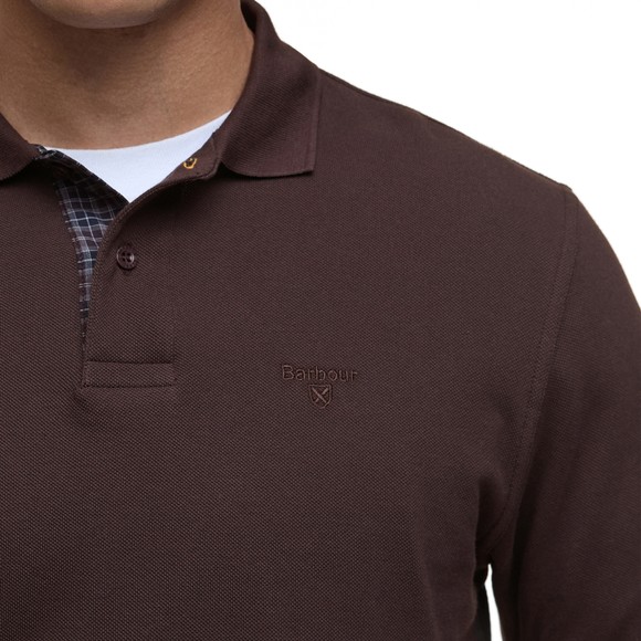 Barbour Lifestyle Mens Brown L/S Tartan Pique Polo Shirt main image