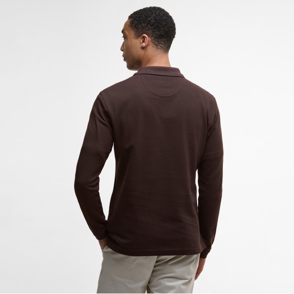 Barbour Lifestyle Mens Brown L/S Tartan Pique Polo Shirt main image