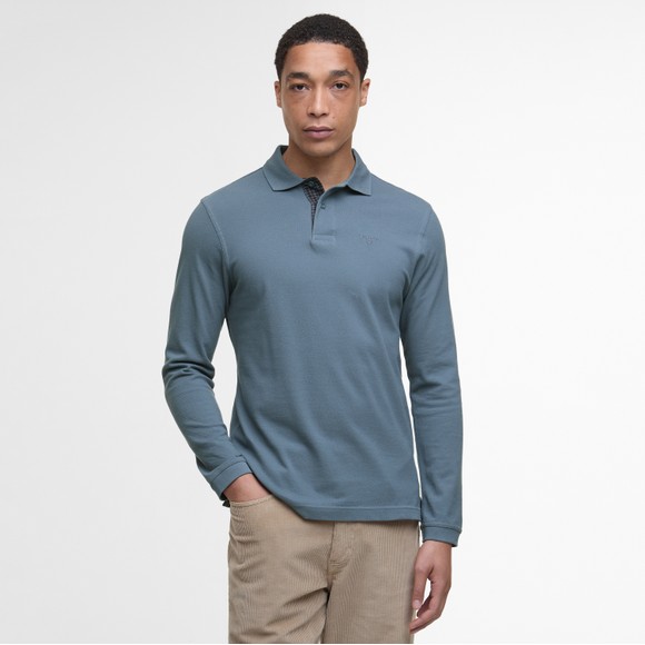 Barbour Lifestyle Mens Blue L/S Tartan Pique Polo Shirt main image