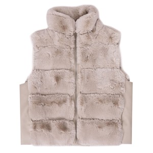 May Faux Fur Waistcoat With PU Details