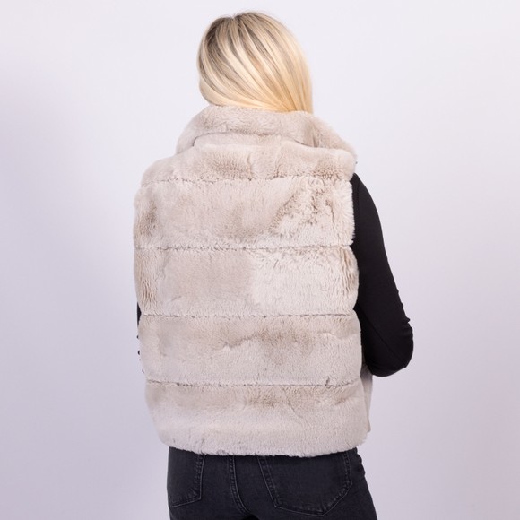 Rino & Pelle Womens Off-White May Faux Fur Waistcoat With PU Details main image