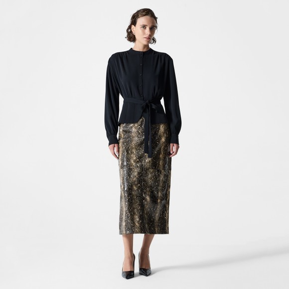 French Connection Womens Black Arezzo Long Sleeve Waist Tie Top main image