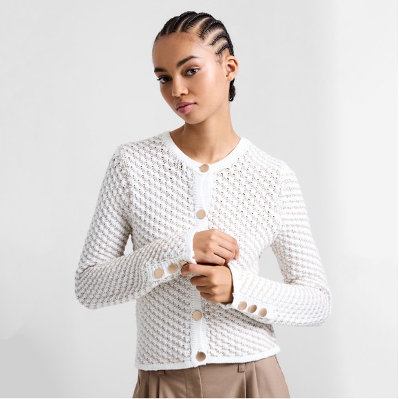 French Connection Womens White Janai Textured Cardigan main image