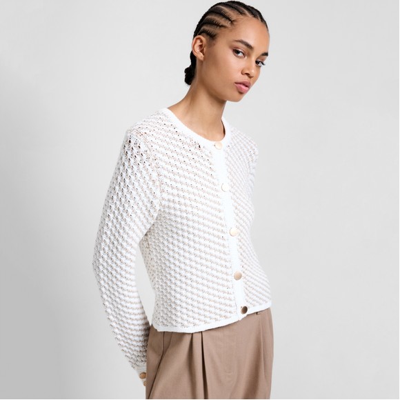 French Connection Womens White Janai Textured Cardigan main image