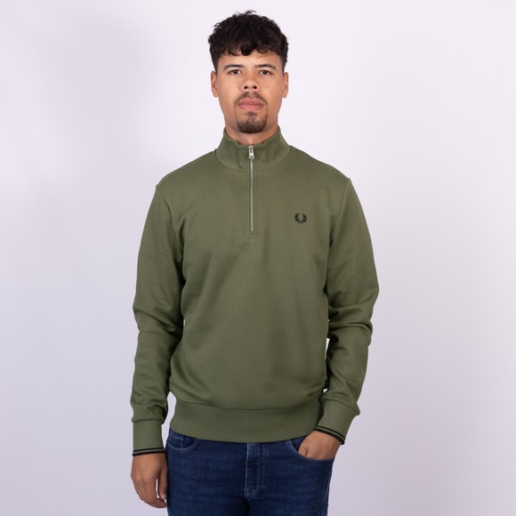 Fred Perry Mens Green 1/2 Zip Sweatshirt main image