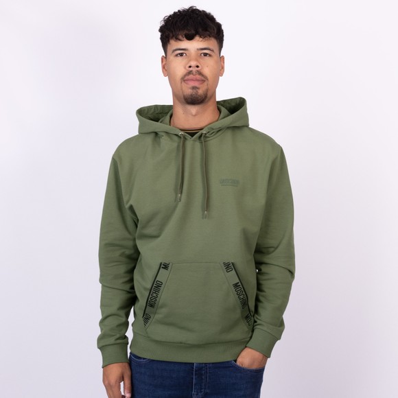 Moschino Mens Green Tape Pocket Overhead Hoody main image