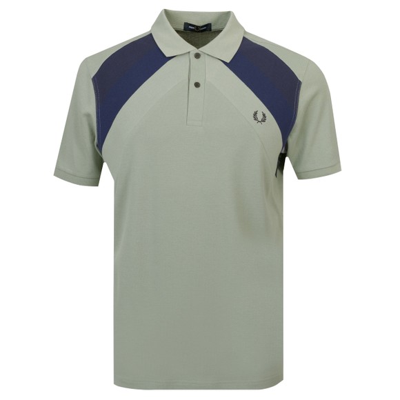 Fred Perry Mens Green Striped Panel Polo Shirt main image
