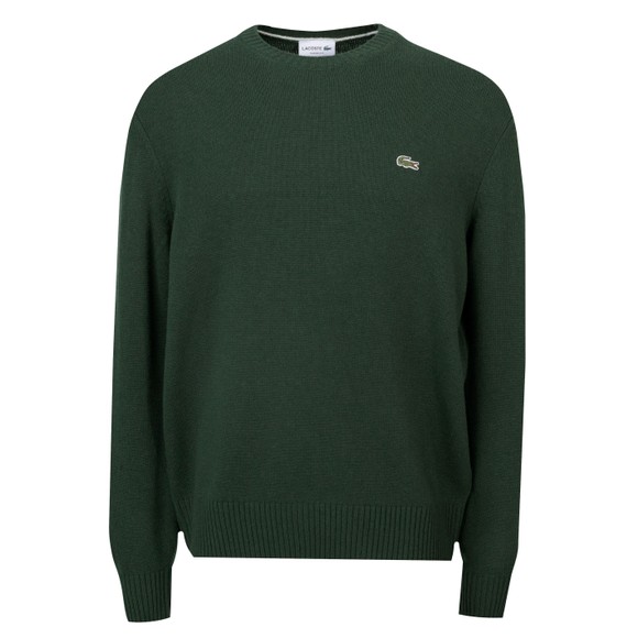 Lacoste Mens Green Carded Wool Crew Neck Knitted Jumper main image