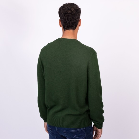 Lacoste Mens Green Carded Wool Crew Neck Knitted Jumper main image