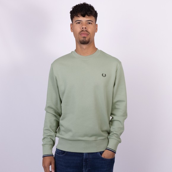 Fred Perry Mens Green Crew Neck Sweatshirt main image