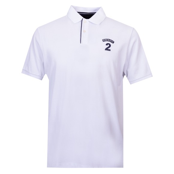 Hackett Mens White Heritage NBR Plain Polo Shirt