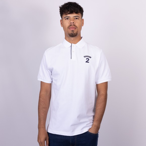Hackett Mens White Heritage NBR Plain Polo Shirt