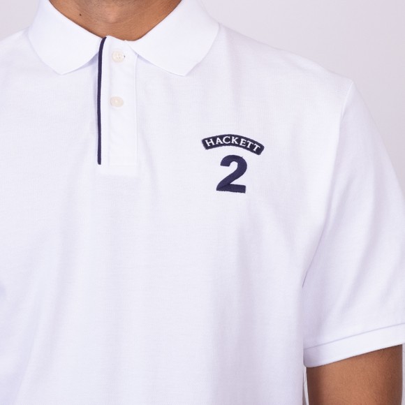 Hackett Mens White Heritage NBR Plain Polo Shirt main image