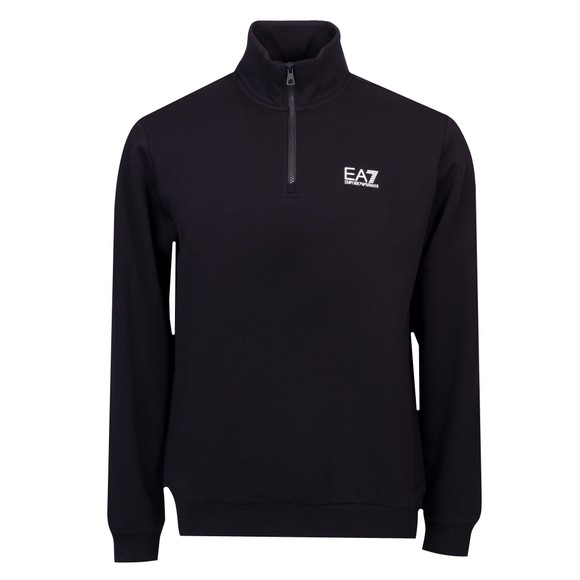 EA7 Emporio Armani Mens Black Small Logo Half Zip Sweatshirt