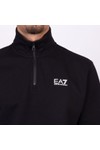 EA7 Emporio Armani Mens Black Small Logo Half Zip Sweatshirt