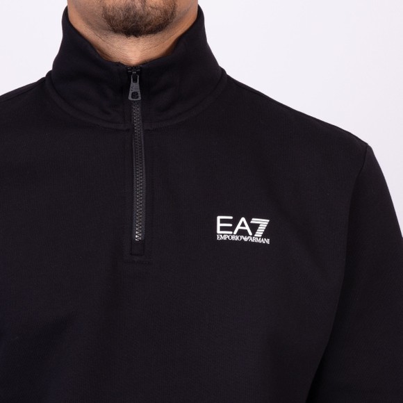 EA7 Emporio Armani Mens Black Small Logo Half Zip Sweatshirt main image