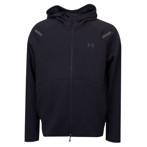 Under Armour Mens Black Unstoppable Fleece Hooded Full Zip 