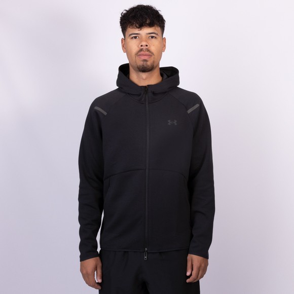 Under Armour Mens Black Unstoppable Fleece Hooded Full Zip 
