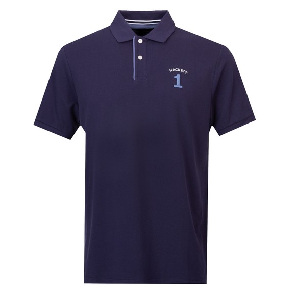 Hackett Mens Blue Heritage NBR Plain Polo Shirt
