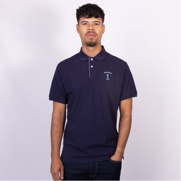 Hackett Mens Blue Heritage NBR Plain Polo Shirt