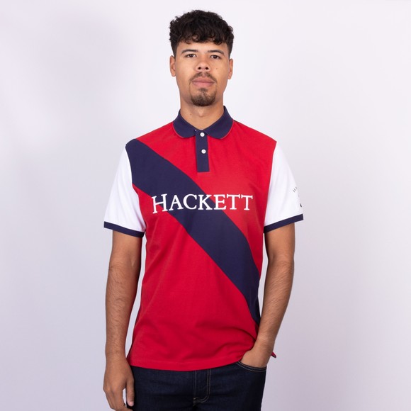 Hackett Mens Red Heritage NBR Sash Polo Shirt