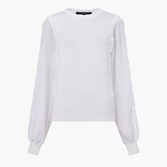 French Connection Womens Off-White Krista Mix Ruffle Sleeve Jumper main image