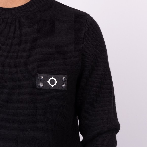 Ma.Strum Mens Black Montage Crew Neck Knit Jumper main image
