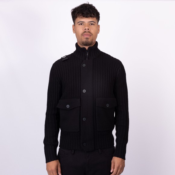 Ma.Strum Mens Black Glaze Full Zip Knit Jumper main image