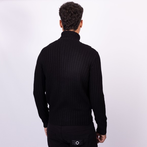 Ma.Strum Mens Black Glaze Full Zip Knit Jumper main image