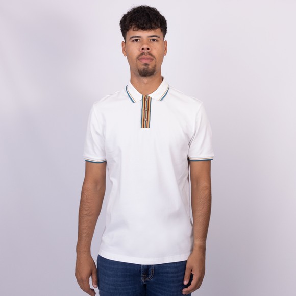 PS Paul Smith Mens White Placket Stripes Polo main image