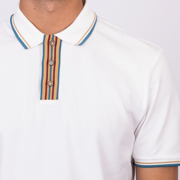 PS Paul Smith Mens White Placket Stripes Polo main image