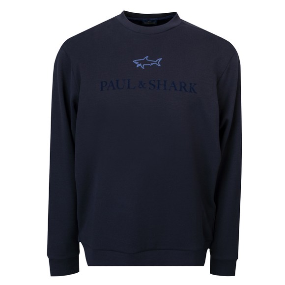 Paul & Shark Mens Blue Nylon Shark Centre Logo Sweatshirt main image
