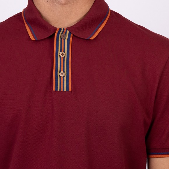 PS Paul Smith Mens Red Placket Stripes Polo main image