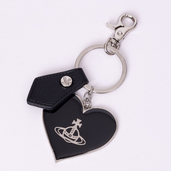 Vivienne Westwood Womens Black Mirror Heart Orb Keyring main image