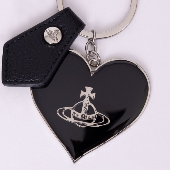 Vivienne Westwood Womens Black Mirror Heart Orb Keyring main image