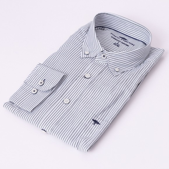 Fynch Hatton Mens Green Essential Oxford Stripe Shirt main image