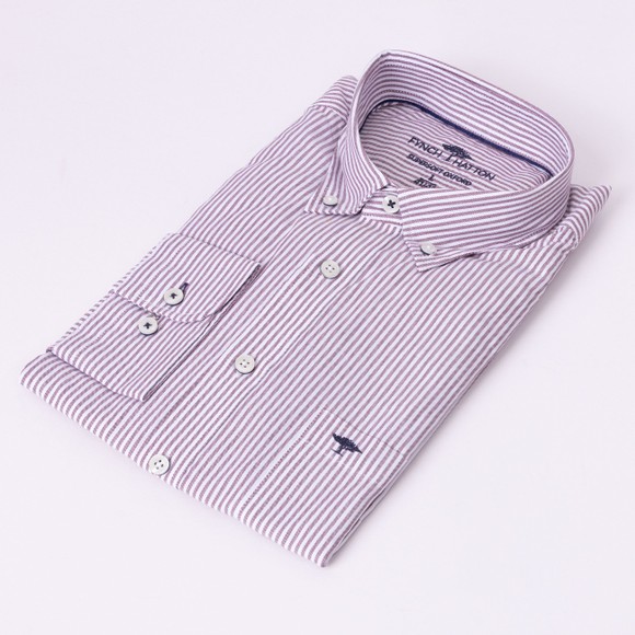 Fynch Hatton Mens Red Essential Oxford Stripe Shirt main image