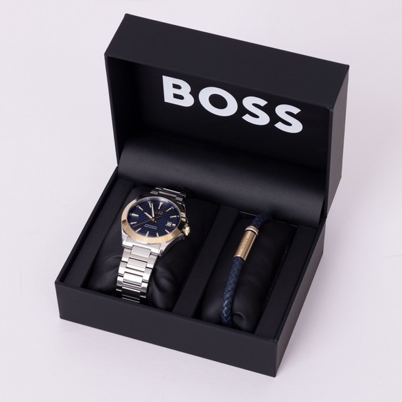 BOSS Mens Silver Watch & Bracelet Gift Set main image