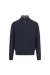 Fynch Hatton Mens Blue Troyer 1/4 Zip Merino Cashmere Jumper