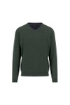 Fynch Hatton Mens Green V Neck Merino Cashmere Jumper